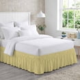 thumbnail image 1 of Sunny Yellow Solid Bed Skirt King Size 16 Inch Drop, Minimalist Cloth Soft Yellow Linen Texture Adjustable Elastic Dust Ruffles Bedskirt for King Bed Wrap Around Pleated Mattress Frame Cover, 1 of 9