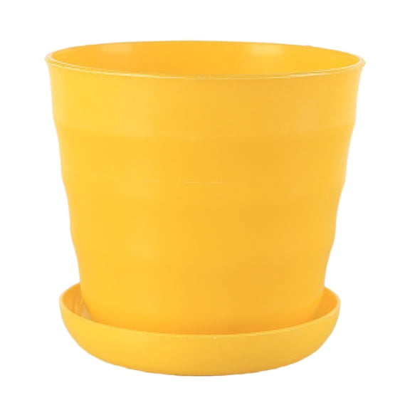 Sunny Yellow Succulent Pot with Drainage Tray, 3.15" Small Flower Planter for Indoor Home Decor, Durable Nursery Pot for Desktop Garden Office, Cheerful Lightweight Gift