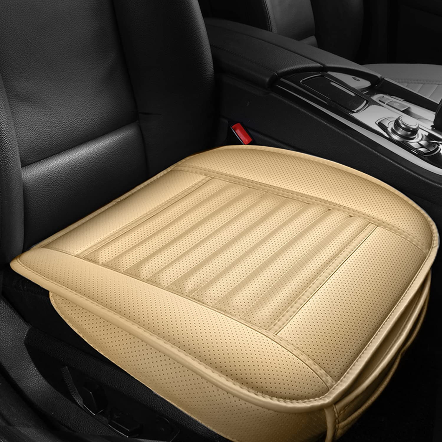 PU Leather Bamboo Charcoal Edge Wrapping Car Front Seat Cushion Cover Pad Mat Car Seat Covers in Black