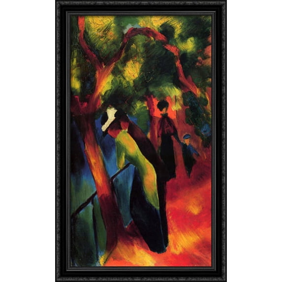 Sunny way 24x40 Large Black Ornate Wood Framed Canvas Art by August Macke