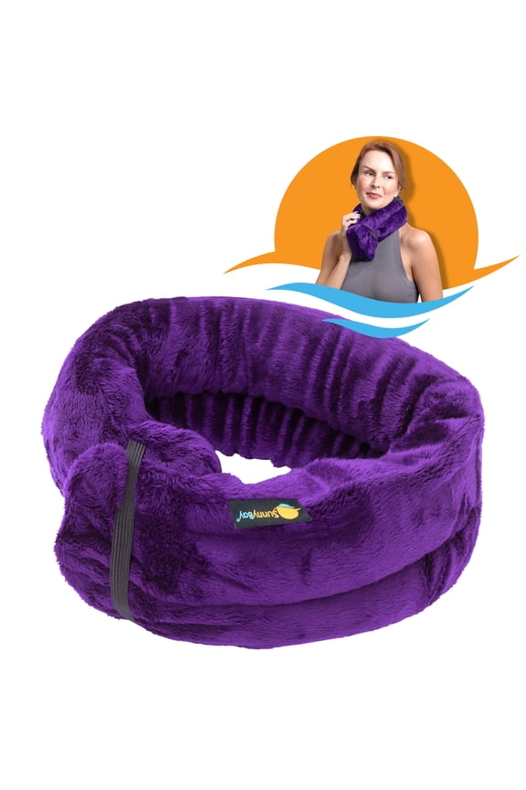 26x5 Inches Microwave Heating Pad, Microwavable Heated Neck and Shoulder Wrap, Multipurpose Moist Hot/Cool 2.5lb Bean Bag Pack with Plush Cover and Elastic Band, FSA HSA Eligible, Purple
