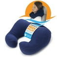 thumbnail image 1 of SunnyBay Award-Winning Travel Neck Pillow for Airplane, Car, and Chair, Therapeutic 360° Support with Ergonomic Cervical Contours and Chin Rest, Adjustable Firmness (Navy Blue, Small), 1 of 10