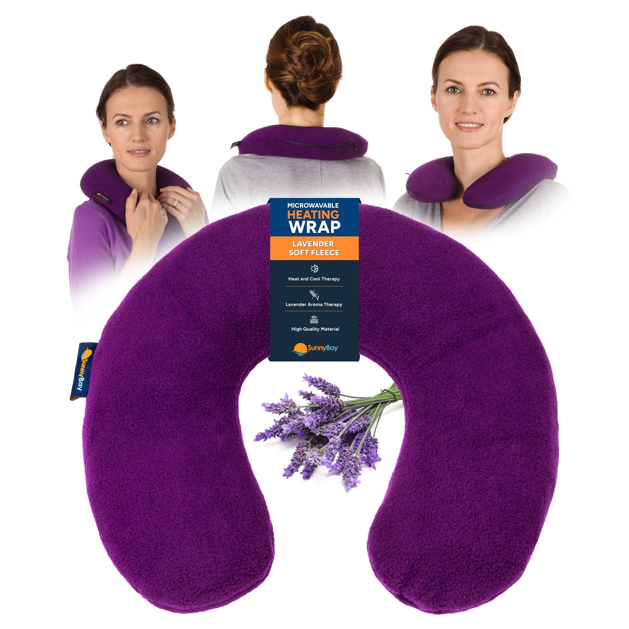 SunnyBay Microwave Heating Pad, Microwavable Heated Neck Pillow for Moist Hot or Cold Therapy, Aromatherapy Heated Neck and Shoulder Wrap with Flaxseed and Lavender Filling, FSA HSA Approved, Purple