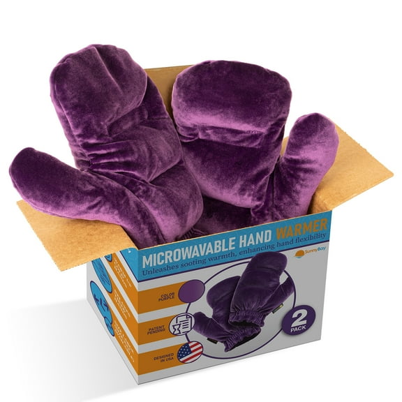 SunnyBay Microwavable Heated Gloves for Women and Men, Weighted Arthritis Gloves for Women for Pain, Stay-on Wrist Elastic and Bulk-Free Grip for Maximum Functionality, 1 Pair, Purple