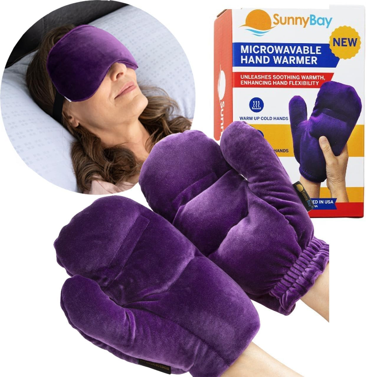 SunnyBay Microwavable Heated Pair of Gloves for Women and Men with Eye