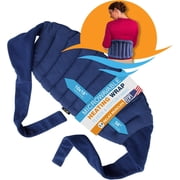 SunnyBay Microwave Heating Pad 10x18 Inches Large Heating Area with Fastening Straps 58 Inches, Microwavable Moist Hot or Cool Bean Bag Wrap for Neck, Shoulder, Knee, or Back Pain, 2.8 Lbs, Navy Blue