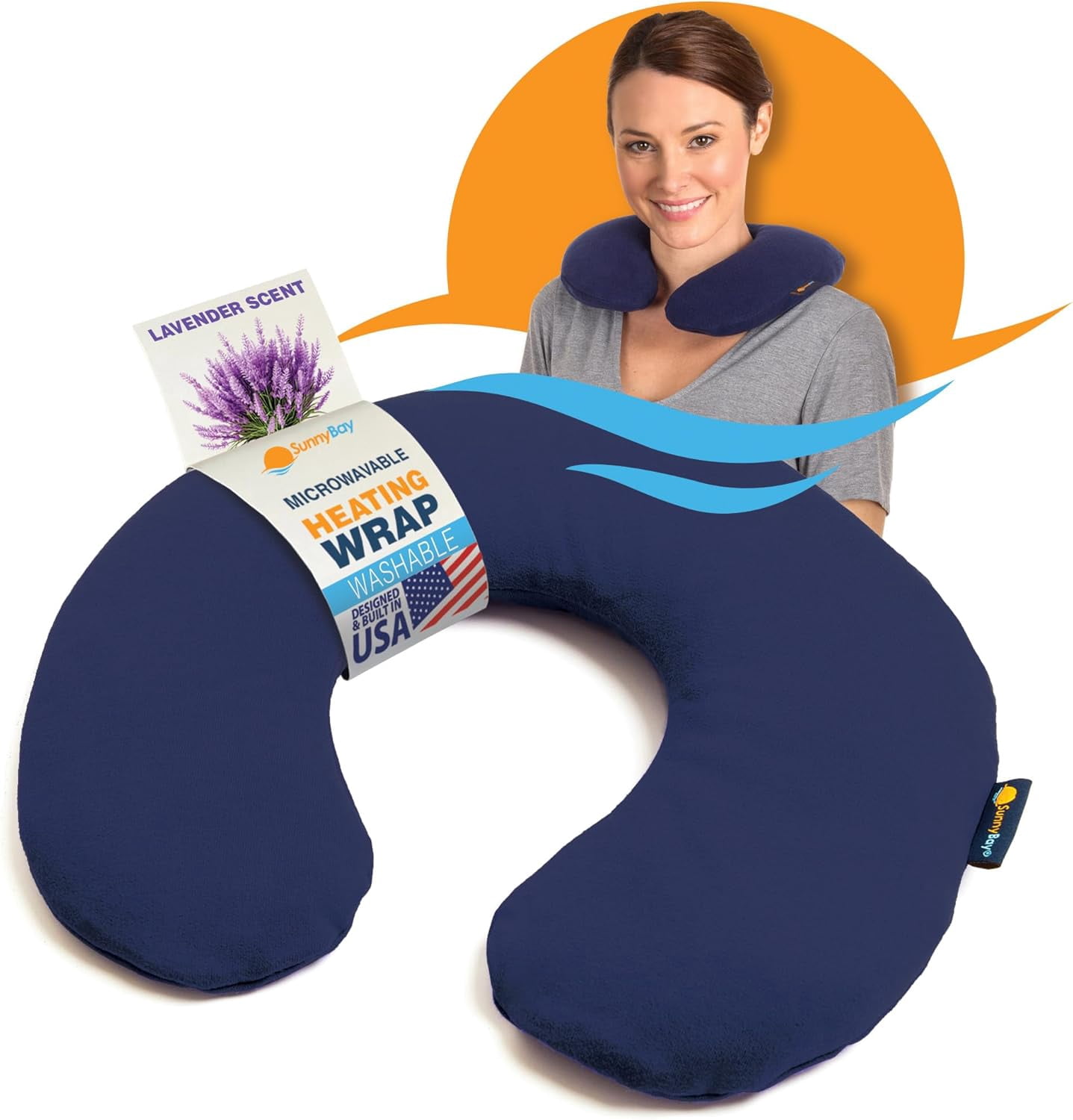 SunnyBay Microwave Heating Pad, Microwavable Heated Neck Pillow for Moist Hot or Cold Therapy, Aromatherapy Heated Neck and Shoulder Wrap with Flaxseed and Lavender Filling, FSA HSA Approved, Blue
