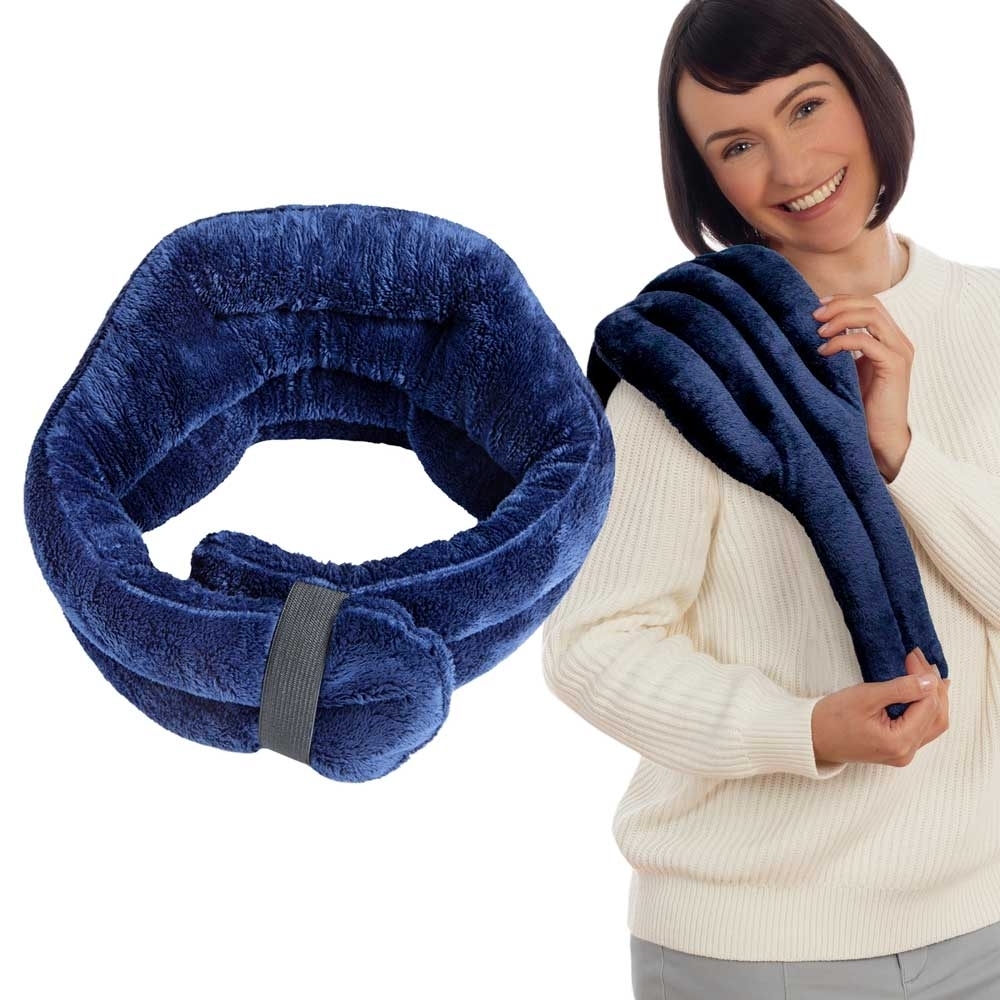 SunnyBay Microwave Heating Pad, Microwavable Heated Neck and Shoulder Wrap with Wide Neck Coverage, Hands-Free Moist Aromatherapy Hot or Cold Pack with Lavender, 26x7 Inches, Navy Blue