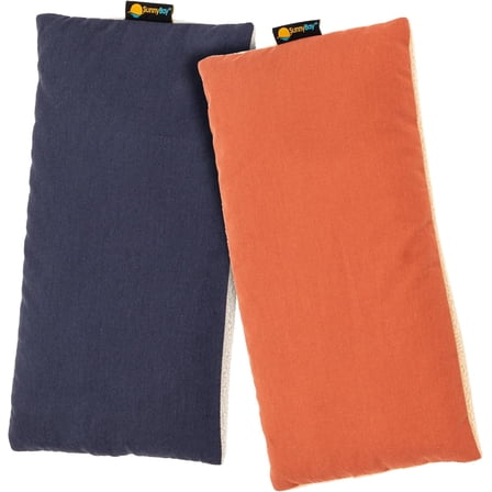 SunnyBay Small Microwave Heating Pad, Microwavable Versatile Cold/Heated Neck and Shoulder Wrap for Back Pain and More, Moist Heat Cotton-Fleece Pad, 6x11 Inches, Navy Blue and Persimmon, Pack of 2