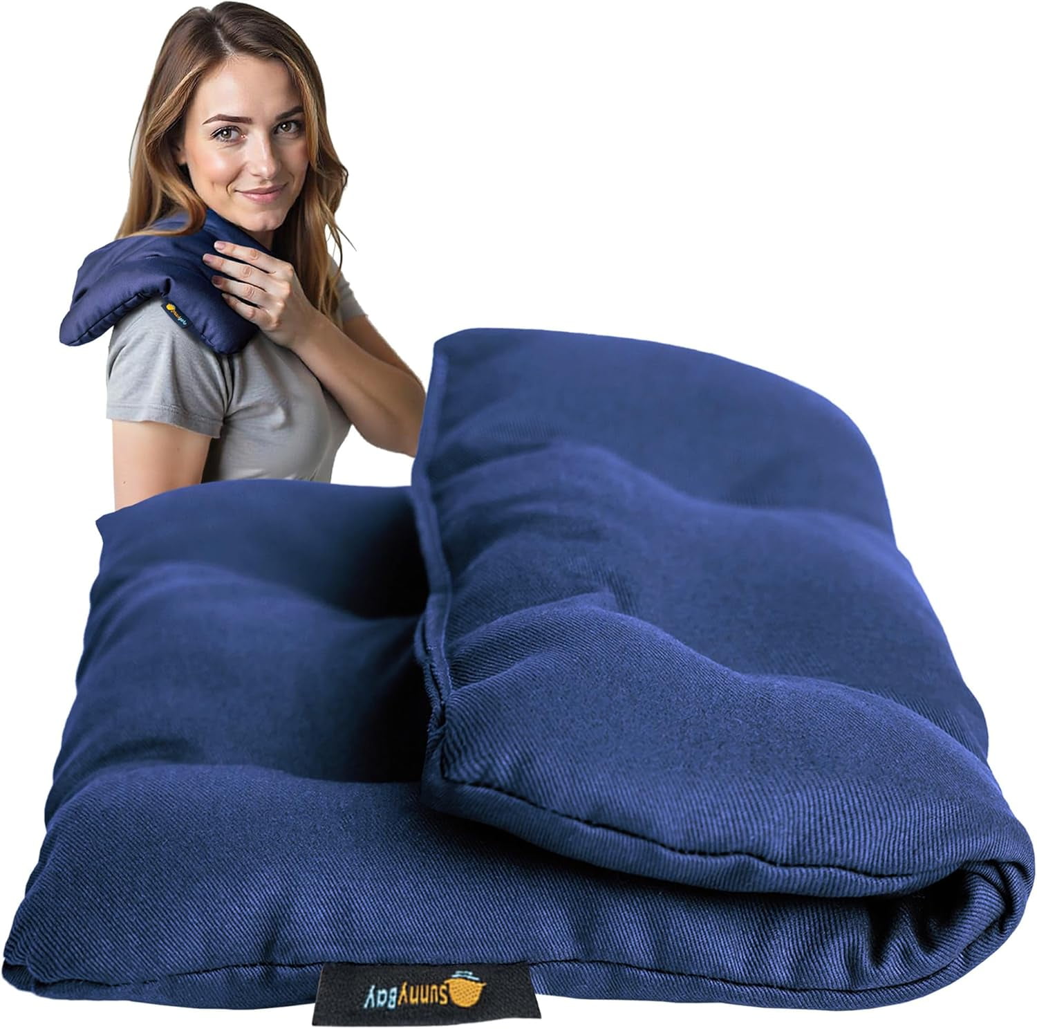 SunnyBay USA-Made 4-lbs Lava Sand Microwave Heating Pad with Organic Cotton Fabric for Cramps and Body Pain, Superior Heat Retention, Washable, Odorless, Weighted, 8x12 Inches