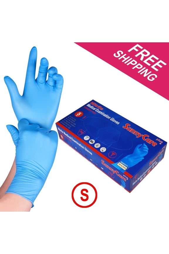 Powder Free, Nitrile Disposable Gloves, Small, Blue, 100 Count