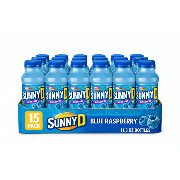 SunnyD Blue Raspberry Citrus Punch Drink 11.3 oz Bottles 15 Pack Fruit Flavored Beverage
