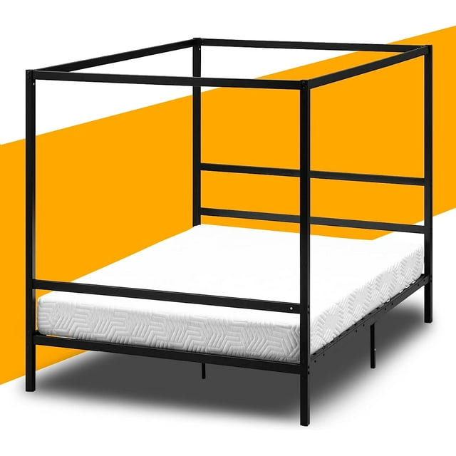 SunnyEQ King Canopy Bed, Heavy Duty Bed Frame King Size Platform Bed