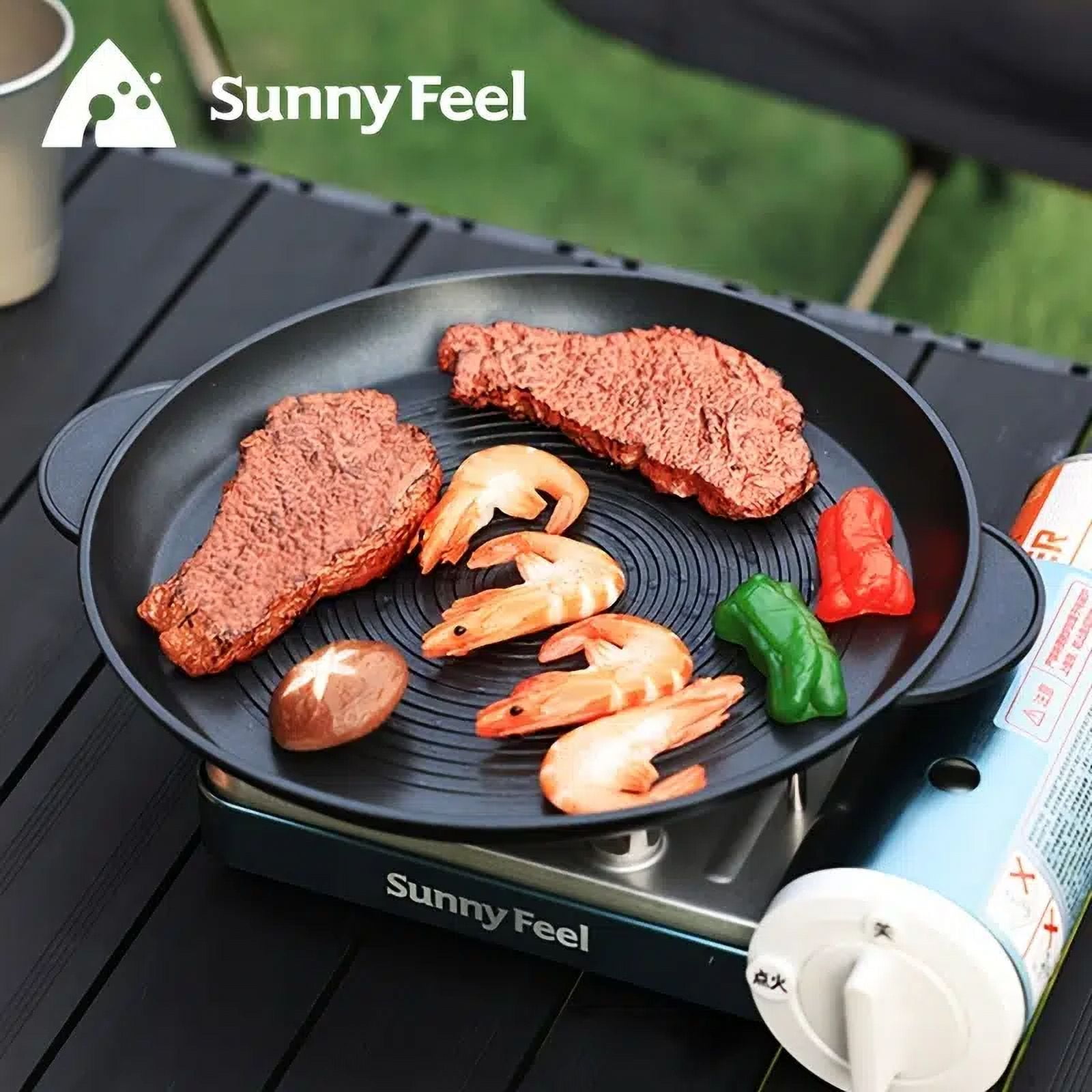 SunnyFeel 12.59in Lightweight Threaded Fry Pan, Nonstick Stove Top Grill,  Outdoor Camping Accessories 