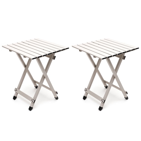 SunnyFeel Aluminum Folding Camping Table, 18 inch Side Table Small Lightweight Portable (2 Pack Gray)