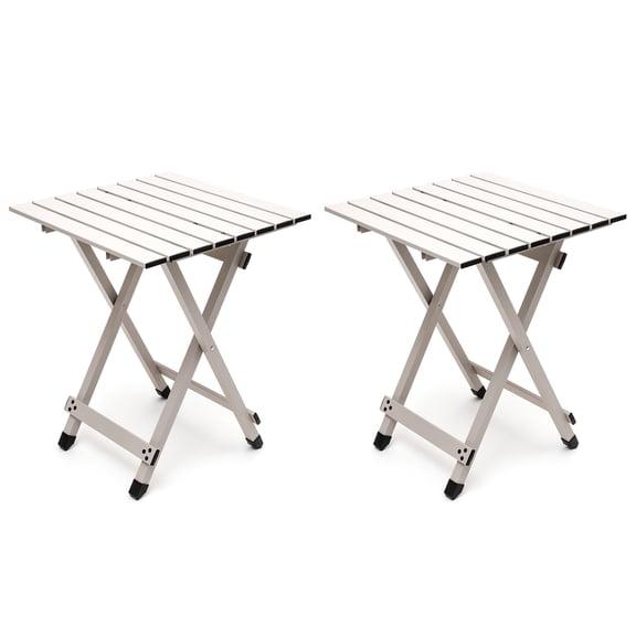 SunnyFeel Aluminum Folding Camping Table, 18 Inch Side Table Small Lightweight Portable (2 Pack Gray)