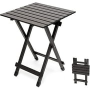 SunnyFeel Aluminum Folding Camping Table, 18 Inch Side Table Small Lightweight Portable (Brown)