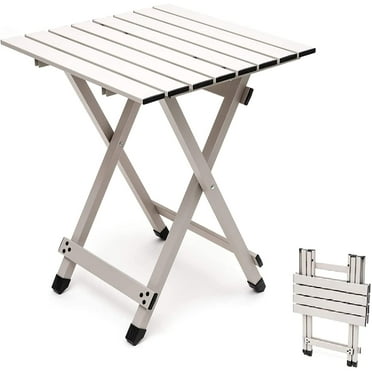 SunnyFeel Aluminum Folding Camping Table, 18 Inch Side Table Small Lightweight Portable (Gray)