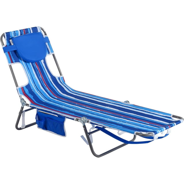 SunnyFeel Beach Lounge Chair, Backpack Reclining Beach Chairs Lay Flat