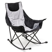 Sunnyfeel Outdoor Padded Cushioned Steel Camping Rocking Chair, Luxury Recliner, Oversized Folding Rocker Gray