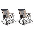 thumbnail image 1 of SunnyFeel Camping Rocking Chair for Adults, Oversized Folding Rocker Lawn Chair with Mesh Back (2 Pack Khaki), 1 of 5
