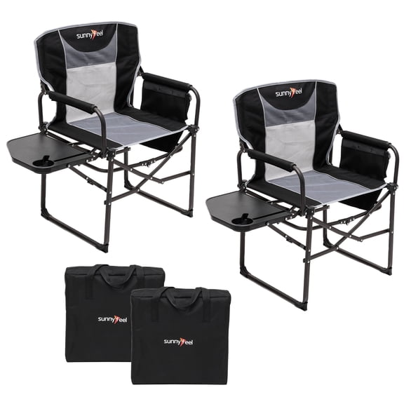 Sunnyfeel Camping Directors Chair, Heavy Duty,Oversized Portable Folding Chair with Side Table, Pocket for Beach, Fishing,Trip,Picnic,Lawn,Concert Outdoor Foldable Camp Chairs