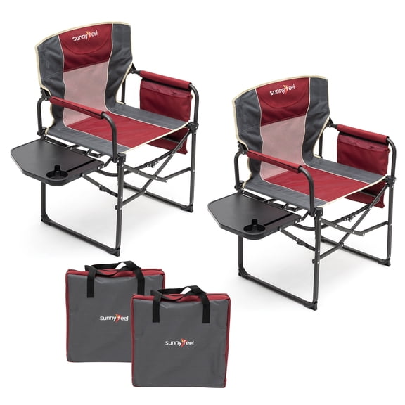Sunnyfeel Camping Directors Chair, Heavy Duty,Oversized Portable Folding Chair with Side Table, Pocket for Beach, Fishing,Trip,Picnic,Lawn,Concert Outdoor Foldable Camp Chairs