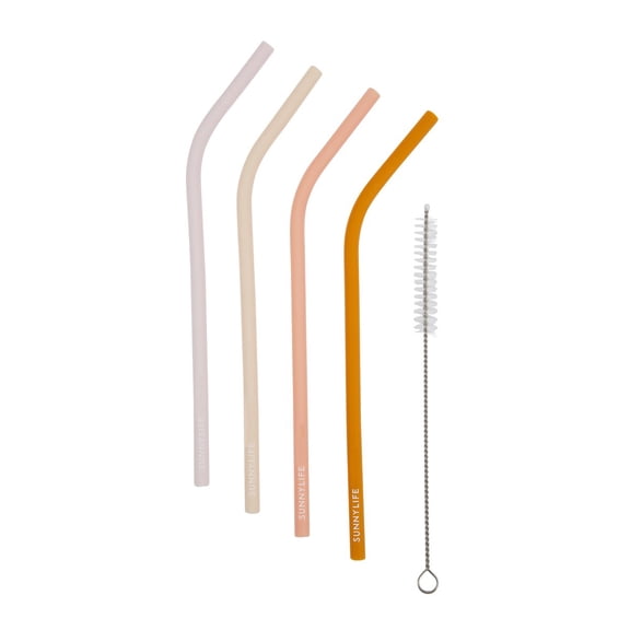 SunnyLIFE-Reusable Silicone Straws Multi, Set Of 2
