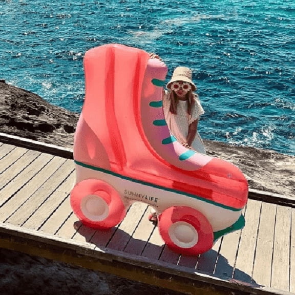 SunnyLife Oversized Inflatable Luxe Lie-On Floats, Roller Skate - Age Range: +6