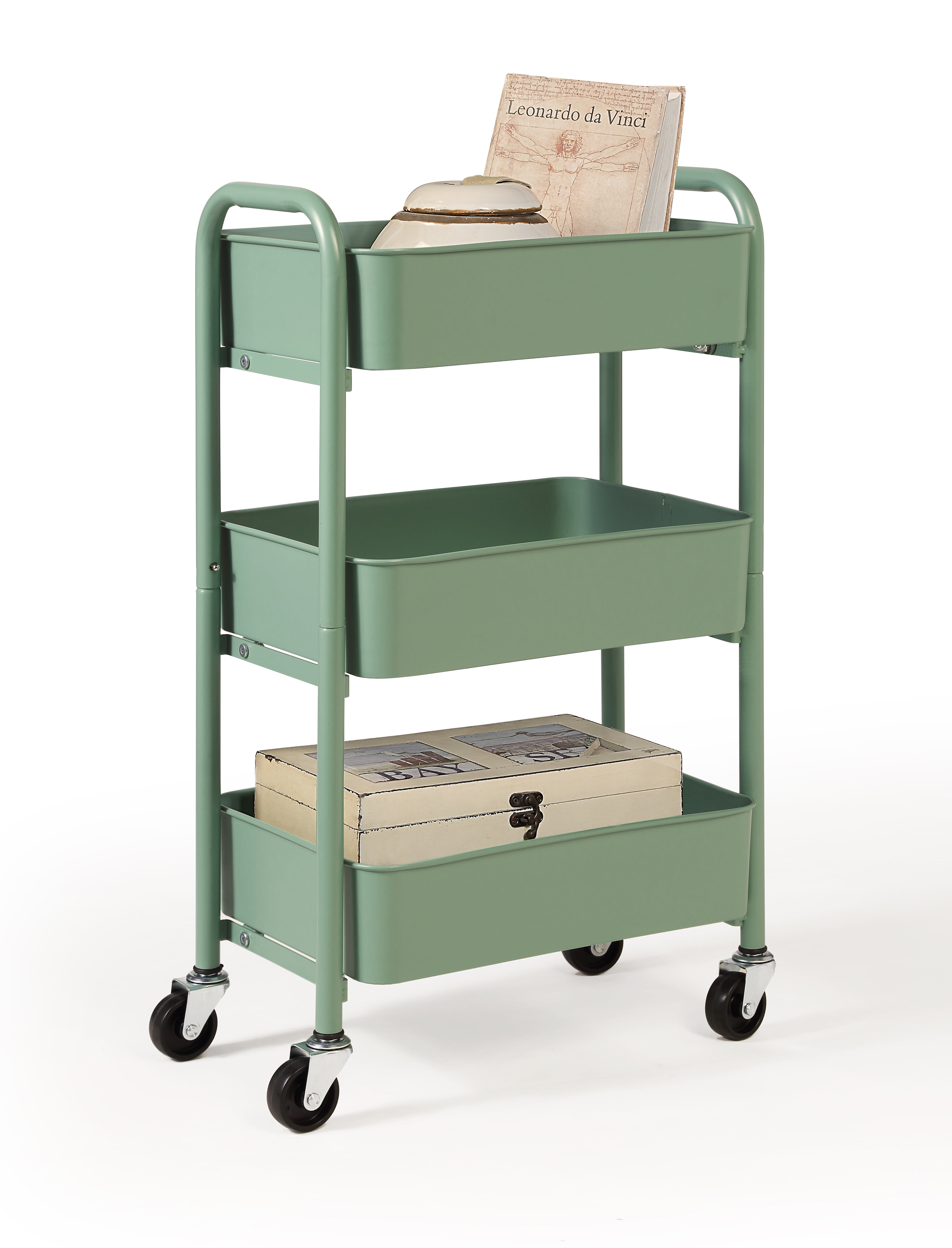 3 Tier Metal Rolling Utility Cart, Heavy Duty Craft Cart With Wheels And  Handle, Black Quick Shipping Available at Unique Piece Furniture Dallas &  Acworth