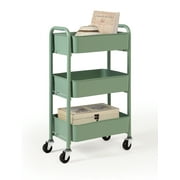SunnyPoint 3-Tier Compact Rolling Metal Utility Cart Kitchen With Caster Wheels, TURQ