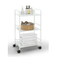 thumbnail image 1 of SunnyPoint 3-Tier Rolling Utility Storage Cart – Metal, Minimalist Design, Mobile Organizer for Kitchen, Office & Home – White, 1 of 8