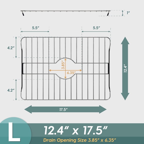 SunnyPoint 304 Stainless Steel Sink Protector Rack – Rust-Resistant Grid for Kitchen Sink Bottom, Scratch Prevention, Drainage Support, Large (17.5"x12.4")