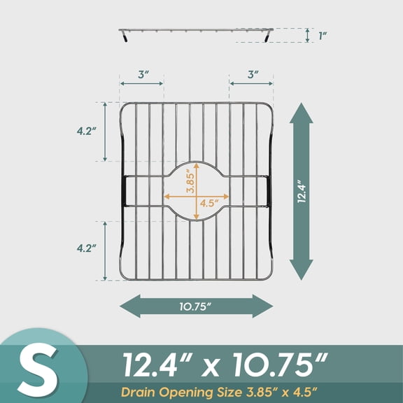 SunnyPoint 304 Stainless Steel Sink Protector Rack – Rust-Resistant Grid for Kitchen Sink Bottom, Scratch Prevention, Drainage Support, Small (10.75"x12.4")