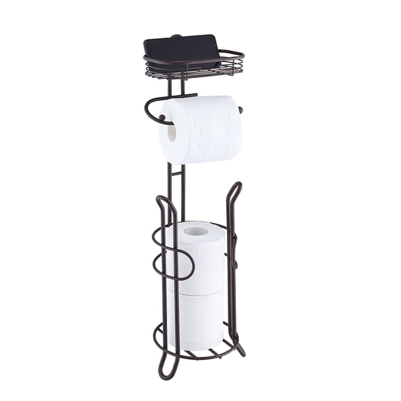 SunnyPoint Bathroom Toilet Tissue Paper Roll Storage Holder with Reserve and Shelve; ORB