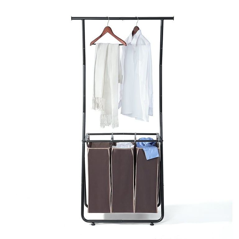 SunnyPoint Classic Compact Laundry Sorter With Hanging Bar Compact Black