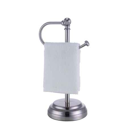 SunnyPoint Classic Decorative Metal Fingertip Towel Holder Stand; Satin Nickel