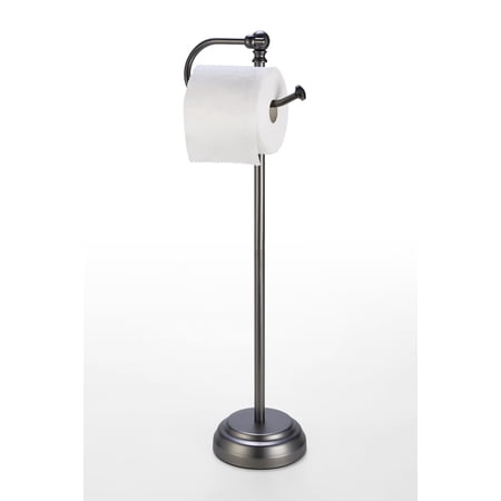 SunnyPoint Classic Free Standing Toilet Tissue Paper Roll Holder Stand; Black Nickel