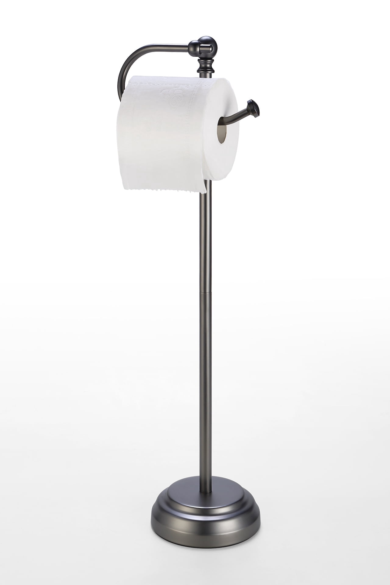 SunnyPoint Classic Free Standing Toilet Tissue Paper Roll Holder Stand; Black Nickel