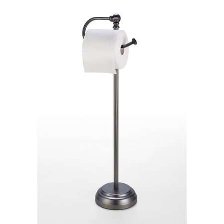 SunnyPoint Classic Free Standing Toilet Tissue Paper Roll Holder Stand; Black Nickel