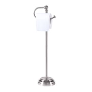 SunnyPoint Classic Free Standing Toilet Tissue Paper Roll Holder Stand; Brush Chrome
