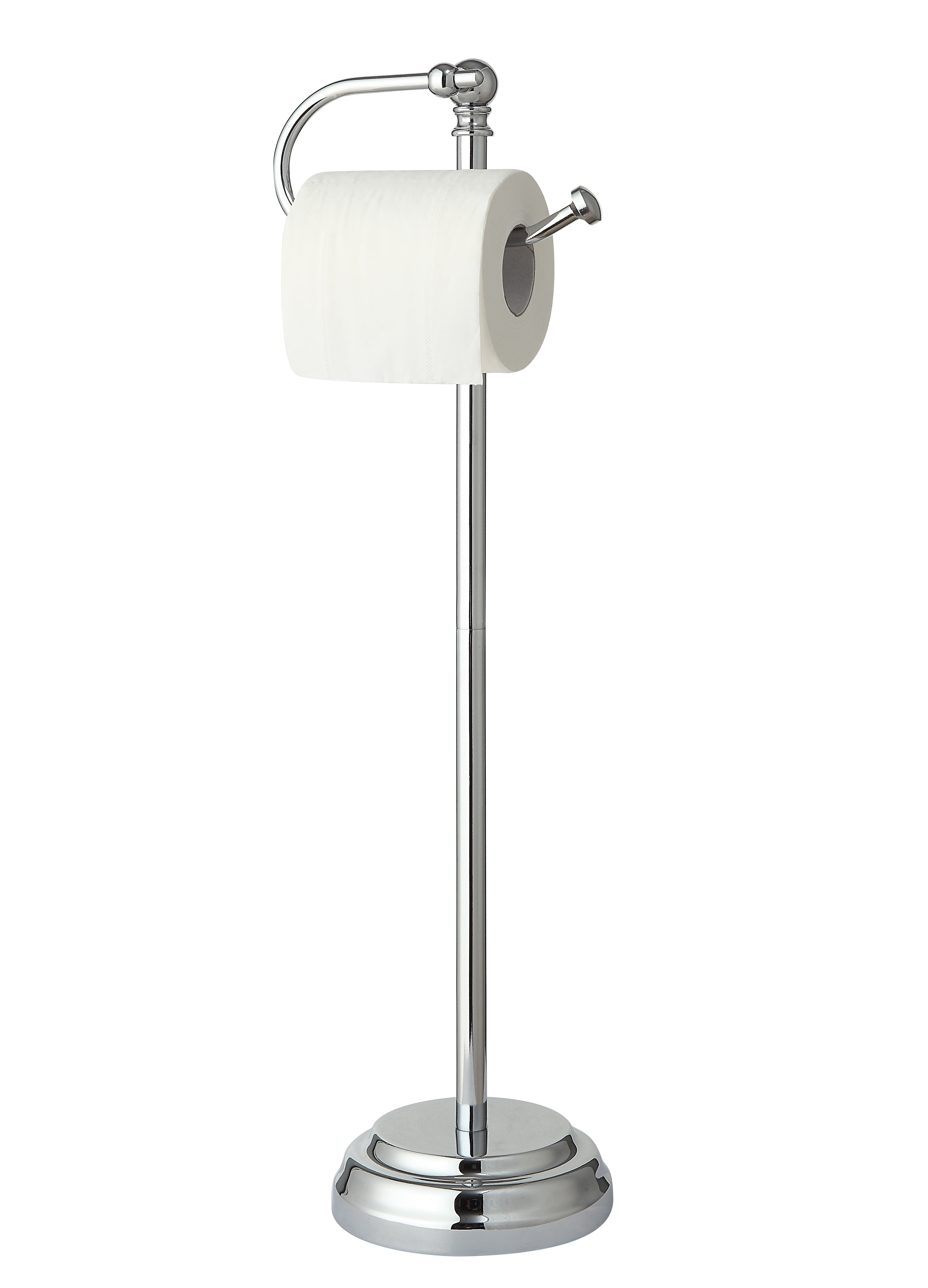 SunnyPoint Heavy Wire Gauge Spare Bathroom Toilet Tissue Paper Roll Holder Storage Stand Chrome