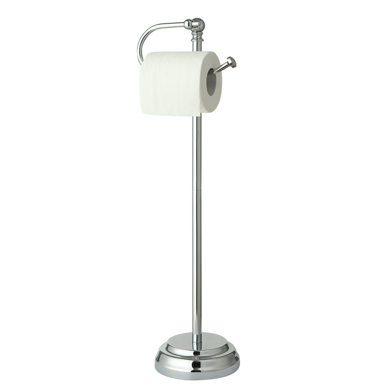 SunnyPoint Classic Free Standing Toilet Tissue Paper Roll Holder Stand;  Chrome