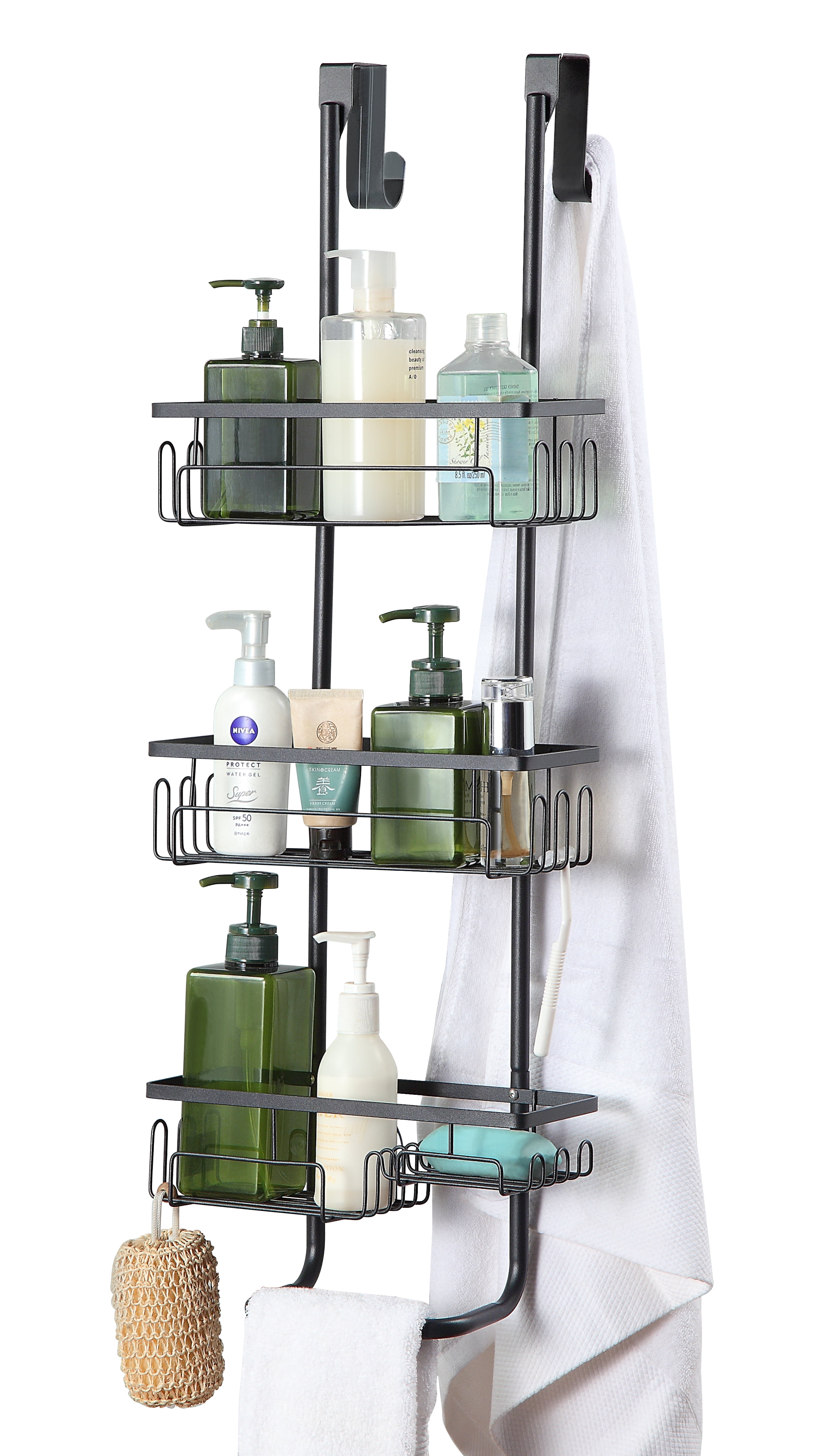 Kitstorack Shower Caddy Over Shower Head,3 Tier Aluminum Bathroom Hanging  Shower