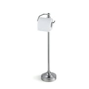 SunnyPoint Deluxe Free Standing Heavy Weighted Toilet Tissue Paper Roll Holder Stand (Brushed Nickel)