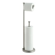SunnyPoint Free Standing Toilet Paper Holder Stand with Reserve; Brush Nickel