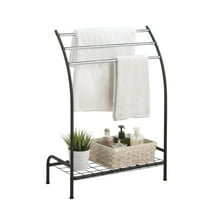 SunnyPoint Freestanding 3 Hanging Bar Towel Rack with Bottom Shelf (BLK)