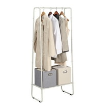 SunnyPoint Freestanding Clothes Garment Rack, Organizer Closet (OFF-WHITE)