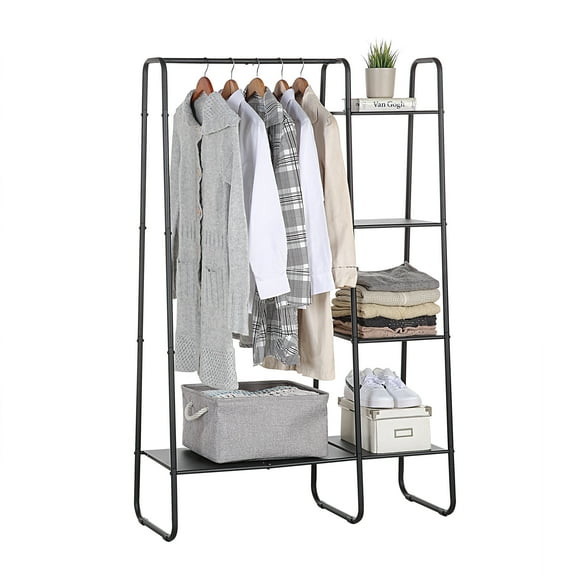 SunnyPoint Freestanding Clothes Metal Garment and Accessories, Organizer Closet Rack (BLK)