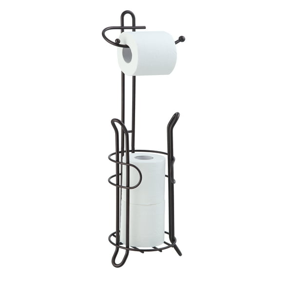 SunnyPoint Freestanding Toilet Paper Holder Stand with Storage – Holds 3 Spare Rolls, Sturdy Steel Construction, Oil Bronze Finish, for Bathroom & Restroom